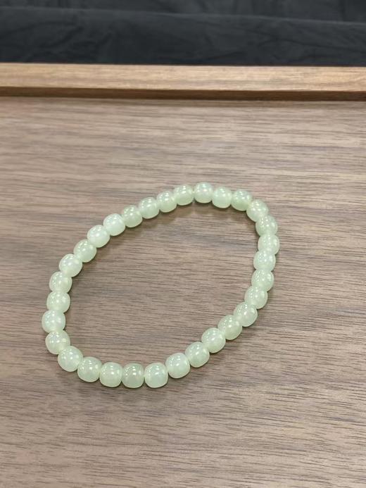【于田产和田玉帝王青苹果珠手串】规格6mm，出证书，发货1~5天，48小时鉴赏期 商品图1