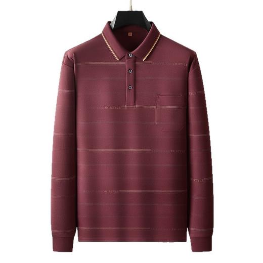 【DWP】大依优型大码男士Polo衫翻领长袖T恤条纹撞色秋季新款商务休闲百搭加肥加大码男舒适气质 商品图6