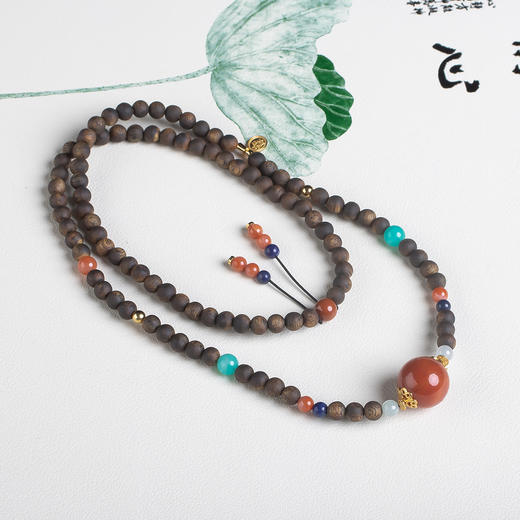 xy0578沉香+南红天河石项链 商品图0