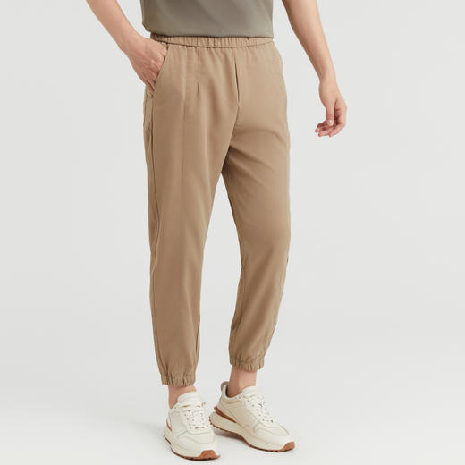 【易打理】圣得西男士休闲裤2025秋季新款时尚松紧腰头系带锥形裤 商品图3