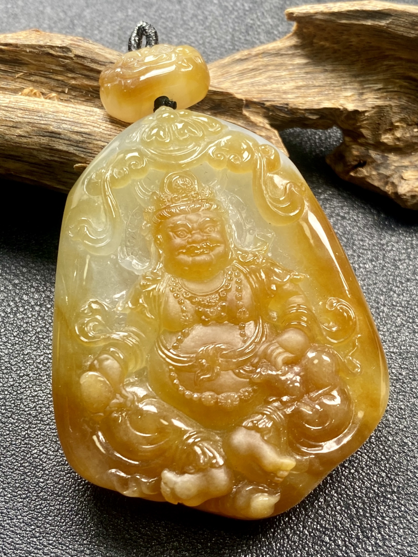 【FC0133】翡翠黄翡黄财神牌挂件 厚庄大气  色泽娇艳 雕工精美  霸气十足 招财纳福