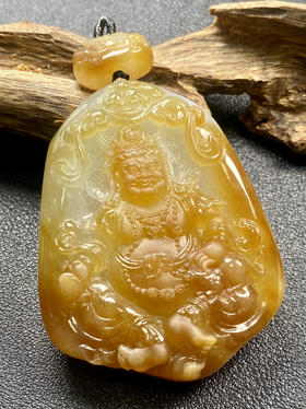 【FC0133】翡翠黄翡黄财神牌挂件 厚庄大气  色泽娇艳 雕工精美  霸气十足 招财纳福