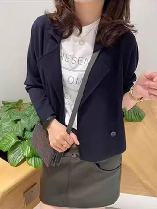 【孤品捡漏】G130藏青包边精致针织西装-喜出 商品图1