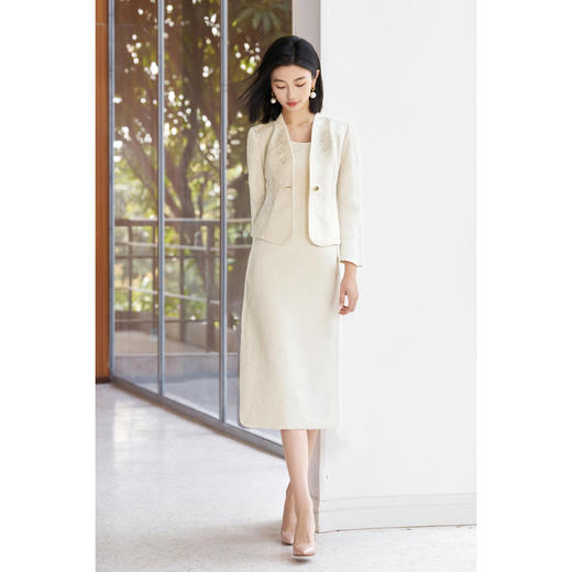 天丝亚麻肌理感套装【提花极简风外套莱赛尔背心裙两件套】套装女秋装高级感洋气4420 商品图2