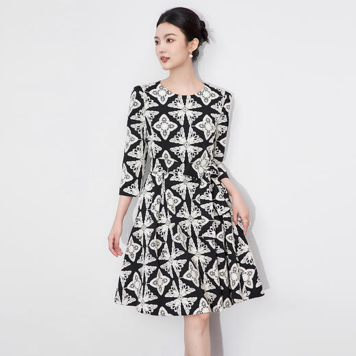 「高货wl」全新升级【铂金会员330/天猫449/差价119】(94931)洛诗琳气质轻奢刺绣花连衣裙2025秋季收腰显瘦大摆A字裙女 商品图0