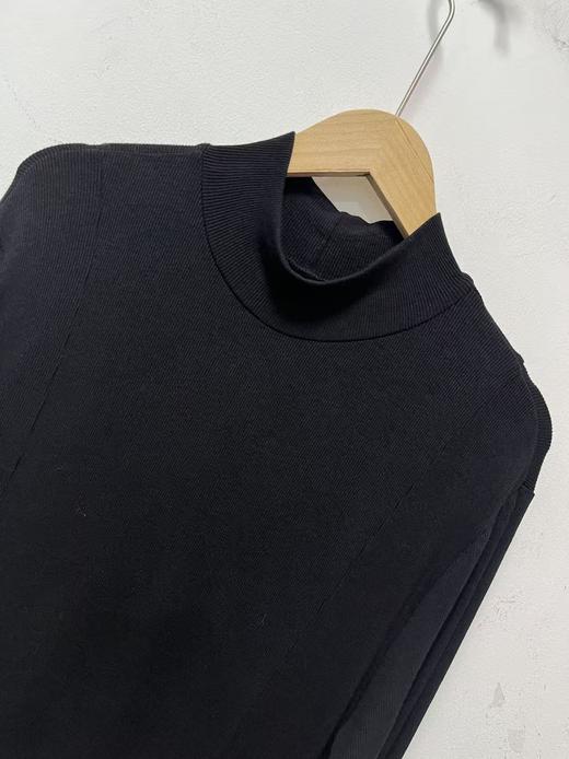 【孤品捡漏】（面料超舒服）G144黑色94.9%粘纤莫代尔大裙摆半高领连衣裙-喜出 商品图4