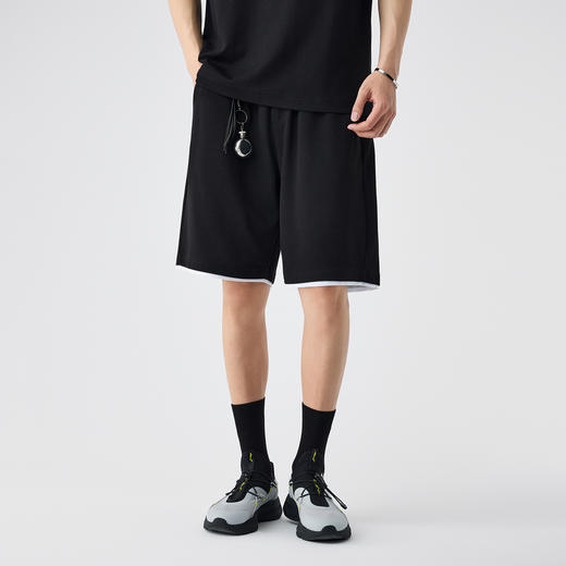 墨麦客撞色假两件T恤套装男士2025夏季新款宽松休闲短袖短裤男 商品图4