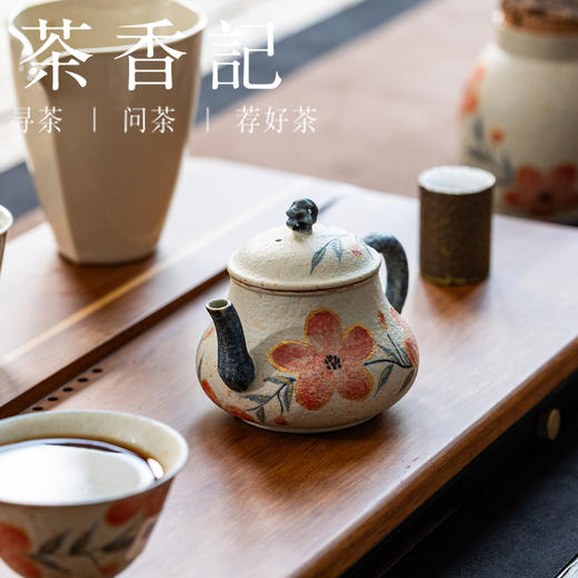 茶香记焦糖手绘茶壶潘壶桃花120ml德化陶瓷茶壶泡茶器茶室家居古典壶 商品图2