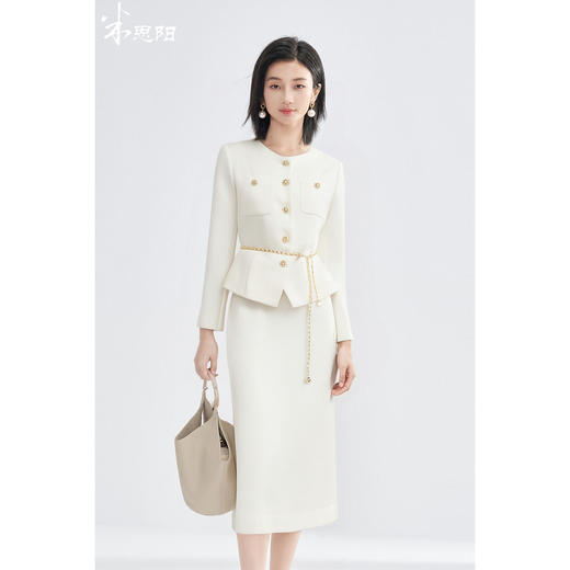 米思阳2026春季法式名媛风复古千金小香风短外套收腰显瘦高腰直筒半身裙女4371 商品图1