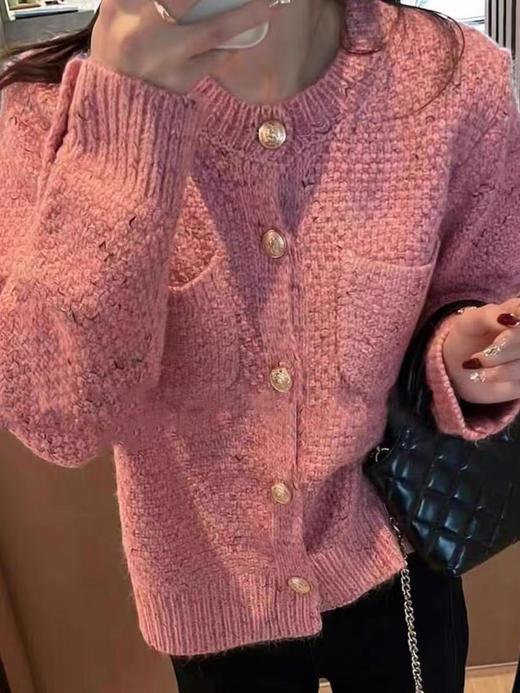 【孤品捡漏】（样衣）G86粉色花纱针织开衫毛衫-喜出 商品图2