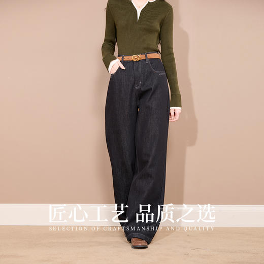 三彩2025新款皮腰带利落简约金色双G扣皮带麂皮绒女复古通勤时尚 商品图1