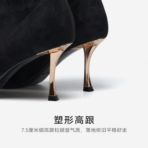 星期六绒面尖头细高跟裸靴SSD4116200 商品图10
