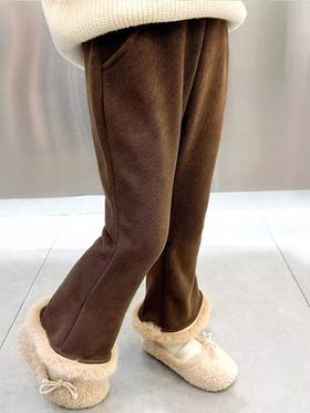 【孤品捡漏】G158女童咖色加绒条绒裤-喜出