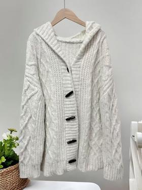 【孤品捡漏】G147麻花粗针开衫毛衣-喜出