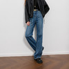 三彩2025冬季新款高腰牛仔裤休闲直筒裤一体绒长裤M 商品缩略图2