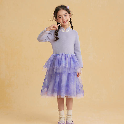 笛莎Deesha观山见女童连衣裙2025冬女童连衣裙 商品图1