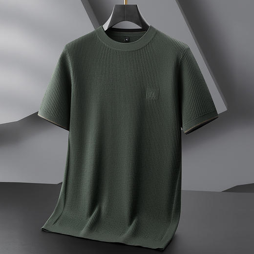 【DPF】大依优型大码男装短袖毛衣新款半袖毛线衣男加大码竖条纹打底衫胖子圆领内搭 商品图9