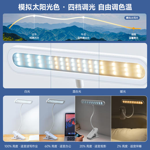 2件享95折🔥OPPLE欧普照明小博A级护眼充电夹子灯T型台灯 商品图4