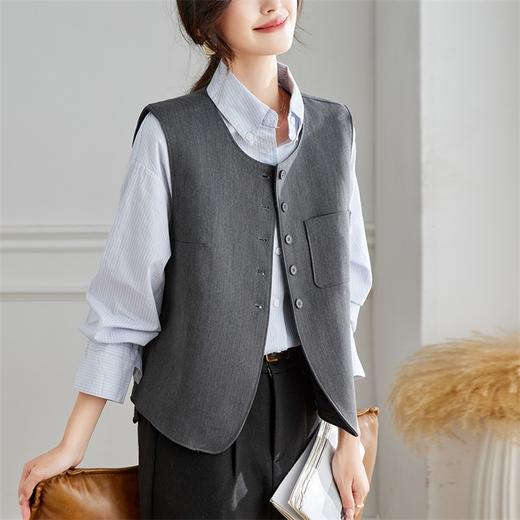 馥迦通勤极简马甲条纹衬衫 商品图3