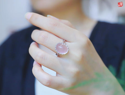 粉晶芙蓉石戒指【初桃】，925银镶 商品图5