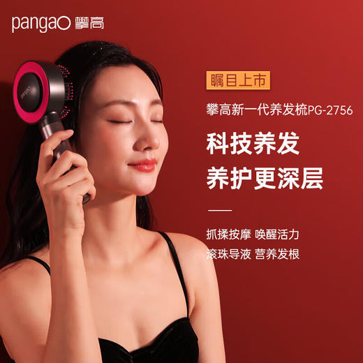 攀高头皮按摩梳升级红光养发健发梳头部护理PG-2756 灰色 商品图3
