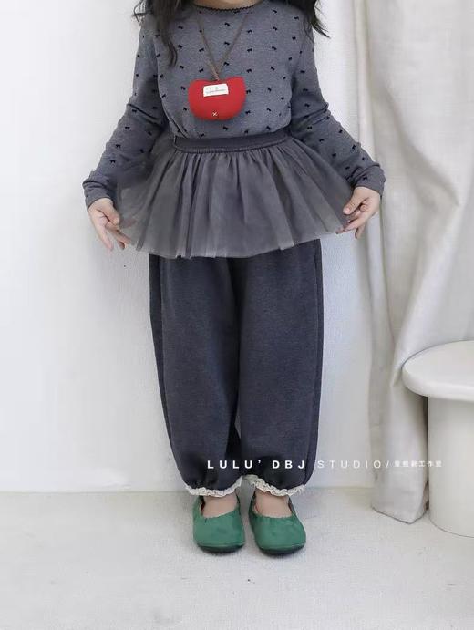 【孤品捡漏】G58女童花边加绒灰色休闲裤-喜出 商品图1