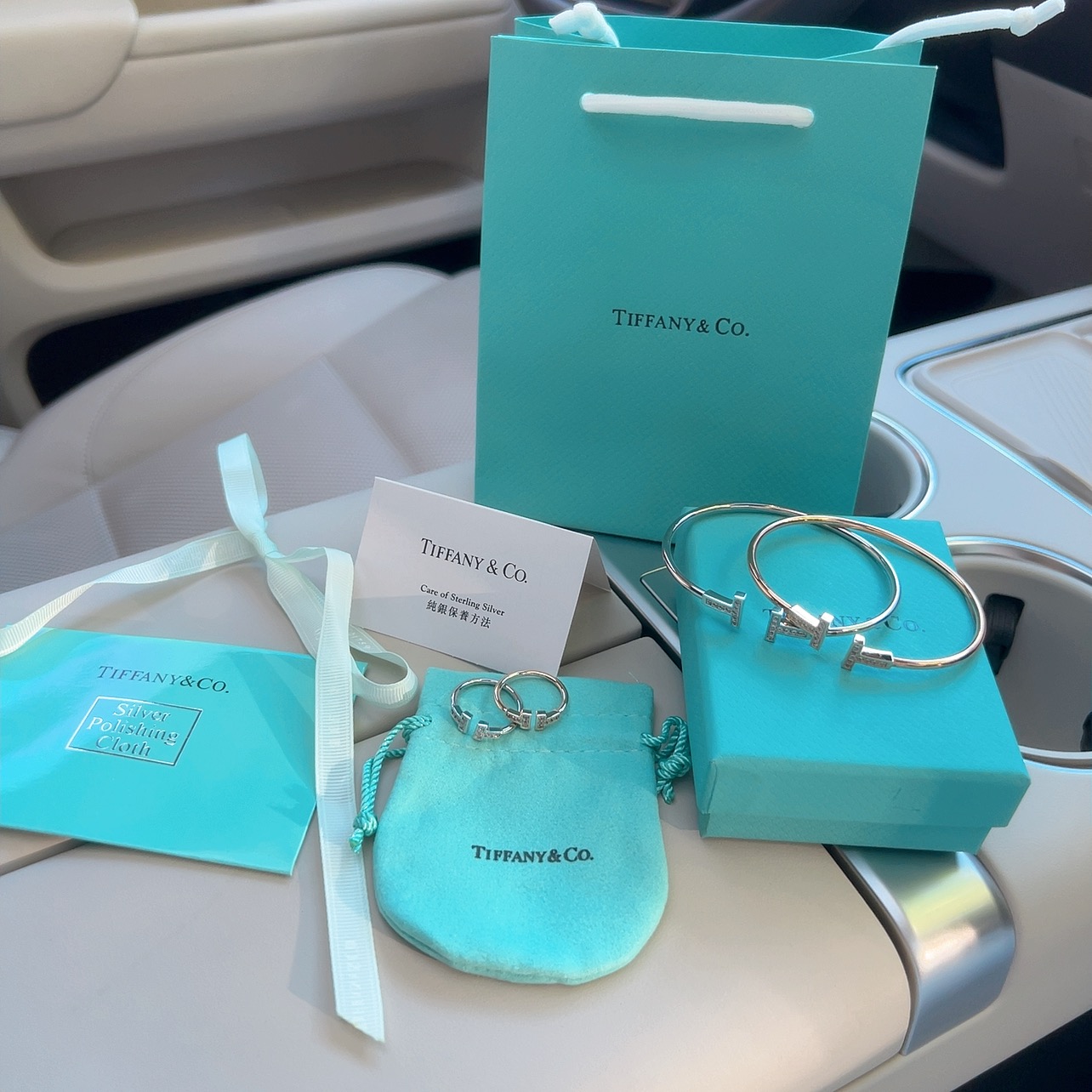 G415蒂F芙尼闪钻线圈双T满钻戒指手镯