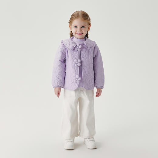 马克珍妮女童花朵绗棉翻领外套2025年秋装新款551600 商品图1