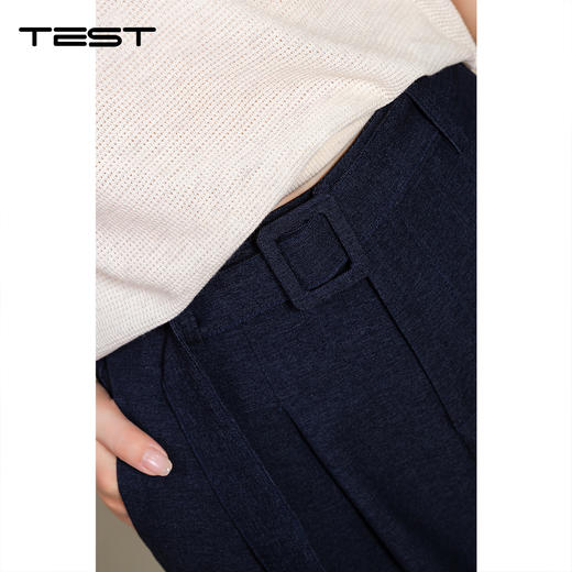 秋上新都市通勤风藏蓝色阔腿休闲裤休闲裤3253032 商品图2