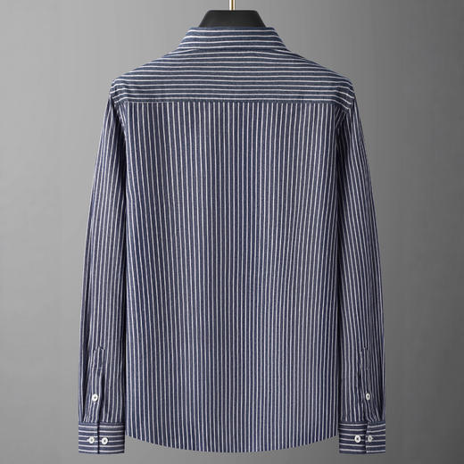 【100%棉】【DG】大依优型大码男装加肥大码男装全棉长袖衬衫纯棉上衣服胖子时尚休闲竖条 商品图2