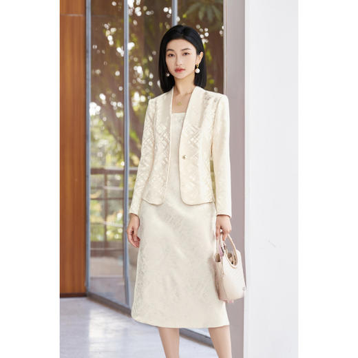 天丝亚麻肌理感套装【提花极简风外套莱赛尔背心裙两件套】套装女秋装高级感洋气4420 商品图1