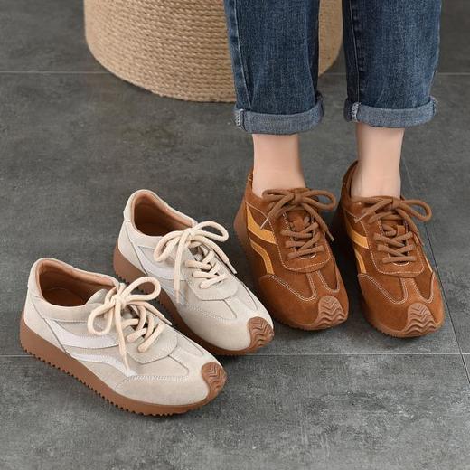 TN T6801-06复古软底德训鞋休闲单鞋真皮系带舒适鞋 商品图0