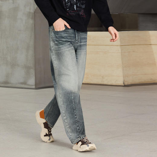 半身缘男裤 秋季时尚宽松弹性大香蕉版型牛仔裤253101P10130057 商品图2
