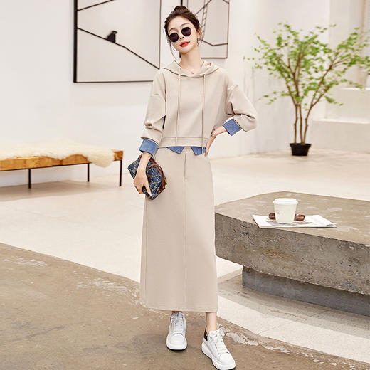 HR CPYY2307洋气减龄休闲连帽长裙两件套 商品图2