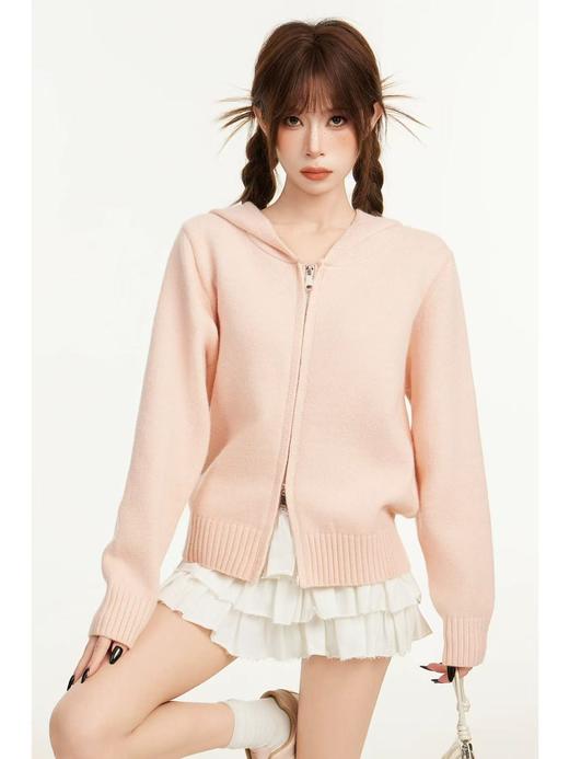 【孤品捡漏】（微脏样衣）G97桔粉连帽针织毛衣-喜出 商品图0