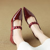 【预售5天】酒红色小跟尖头漆皮玛丽珍浅口舒适不累脚秋冬新款法式通勤两穿鞋DB&M6535 商品缩略图3
