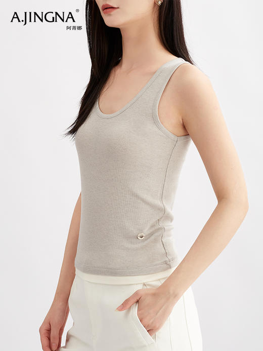【基础单品】阿菁娜极简百搭山羊绒背心F30Q301019 商品图3