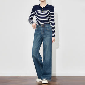休闲高腰阔腿裤四面弹，洗水天丝牛仔经典牛仔裤WLZD-2511302