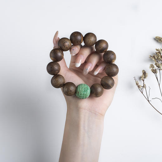 xy0576沉香+原矿高瓷绿松石大手串18mm 商品图8