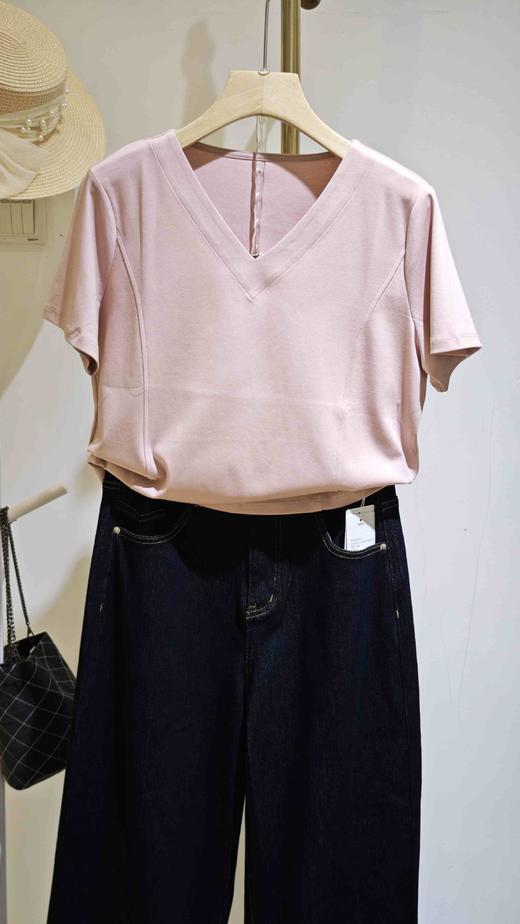 58M749新品上新 V领80支丝光棉T 商品图2