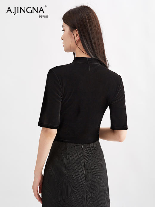 【国风雅致】阿菁娜新中式国风丝绒短衫F30Q201002 商品图4