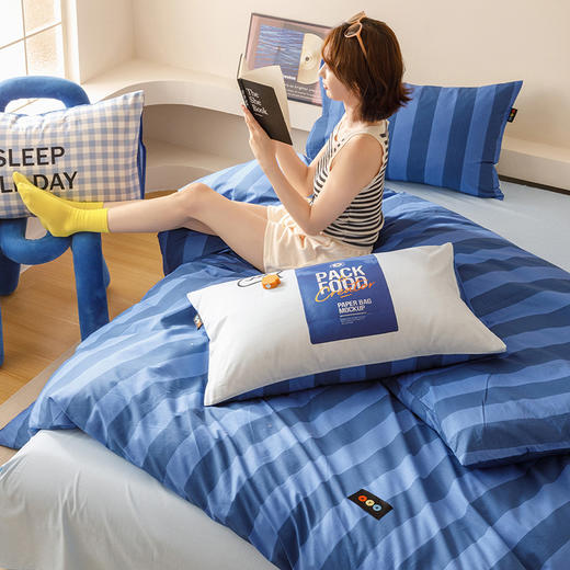 【加倍生活】 新款ins慵懒风撞色系 全棉三件套/四件套 商品图5