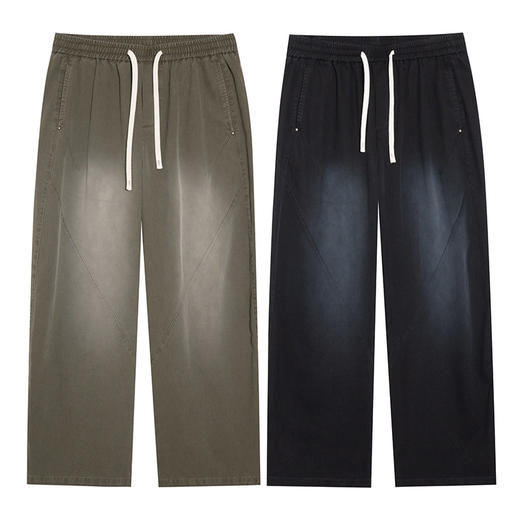 【100%】【DMH】大依优型大码阔腿裤男士休闲裤纯棉卫裤大码美式休闲潮高街渐变宽松男士弯刀裤直筒裤加肥加大300斤 商品图4