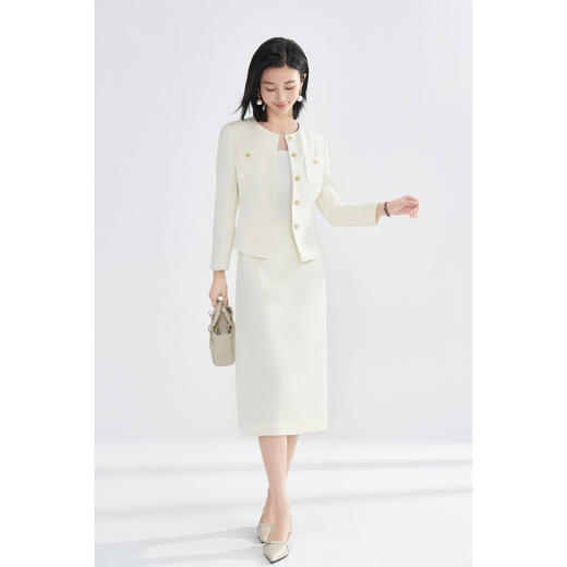 米思阳2026春季法式名媛风复古千金小香风短外套收腰显瘦高腰直筒半身裙女4371 商品图4