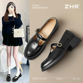 ZHR则则复古玛丽珍鞋女鞋2025新款英伦圆头小皮鞋法式乐福鞋单鞋