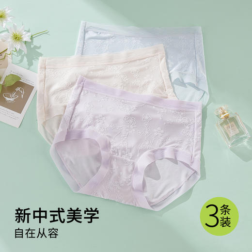 ALDOLA/雅黛俪高腰收腹内裤女10A抑菌纯棉加长裆性感蕾丝三角裤 商品图2