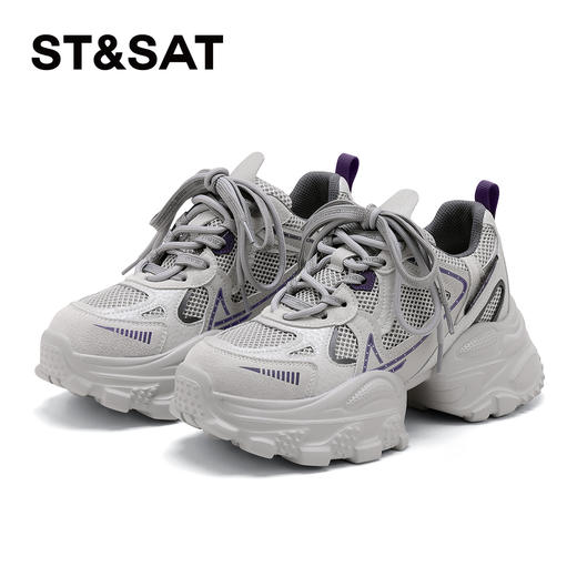 星期六机能风网面拼接透气厚底老爹鞋SSD3112CEF 商品图7