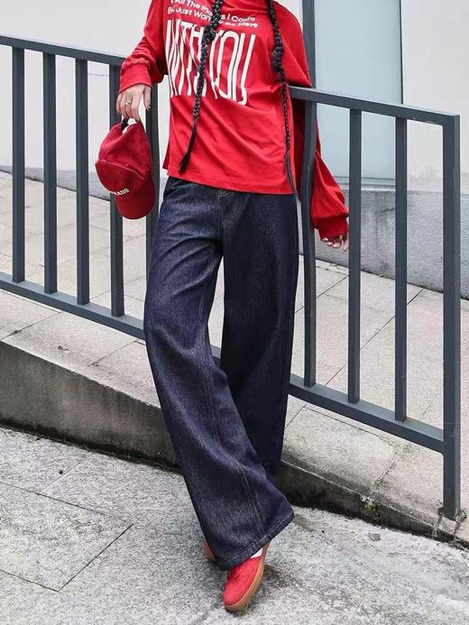 【孤品捡漏】（样衣）G712丹宁色牛仔春秋直筒裤-喜出 商品图4