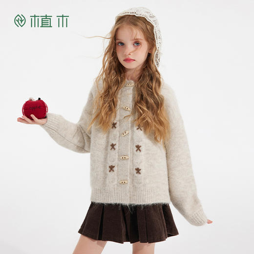 【连帽针织开衫】植木童装 2025秋季新款女童连帽针织开衫毛衣 商品图1