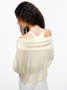 TR她热 空气奶芙 淡黄色微透针织不规则斜肩一字领罩衫毛衣 商品缩略图1